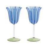 Striped Wine Glasses Set of 2 Blue/Green